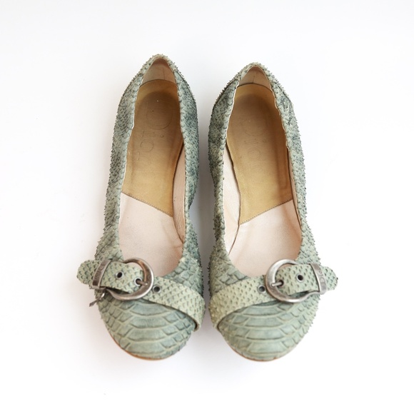 Dior Shoes - Dior Snake Print Buckle Flats